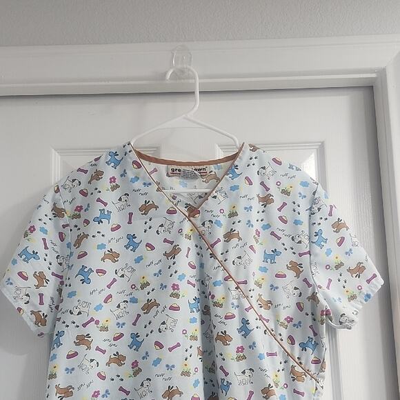Playful Cartoon Print Scrub Top - Picture 2 of 7